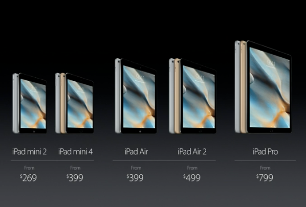 ipad pro and ipad mini 4 pricing