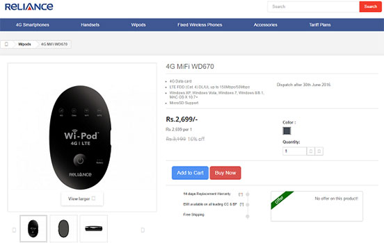 Reliance MiFi