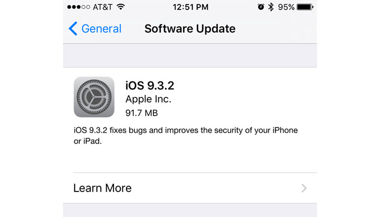 iOS 9.3.2 update