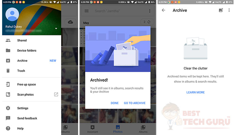 Google Photos Archived Feature